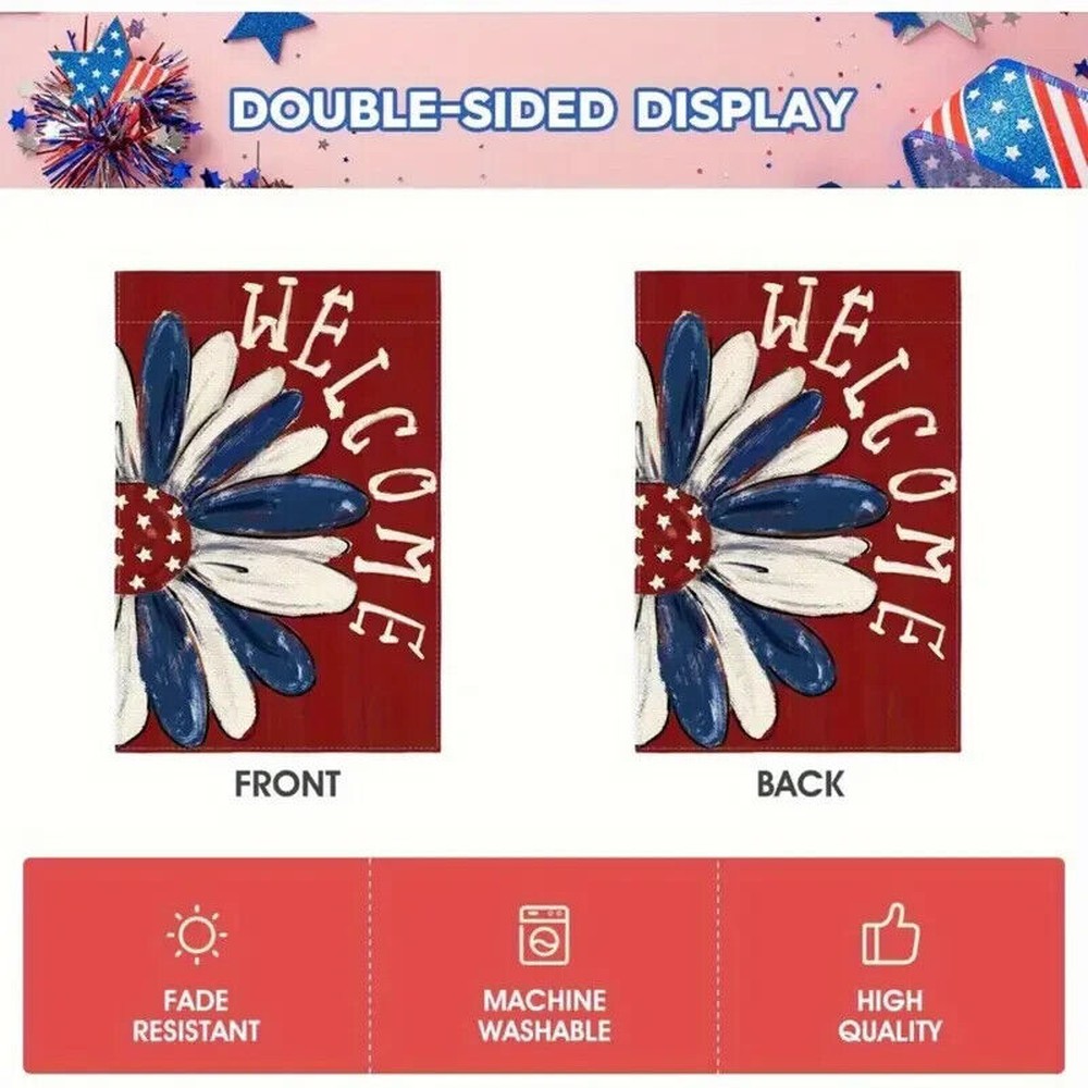 Vibrant Patriotic Welcome Garden Flag Double-Sided 12" x 18" NEW! Home & Garden:Yard, Garden & Outdoor Living:Décor:Flags Style Your Walls